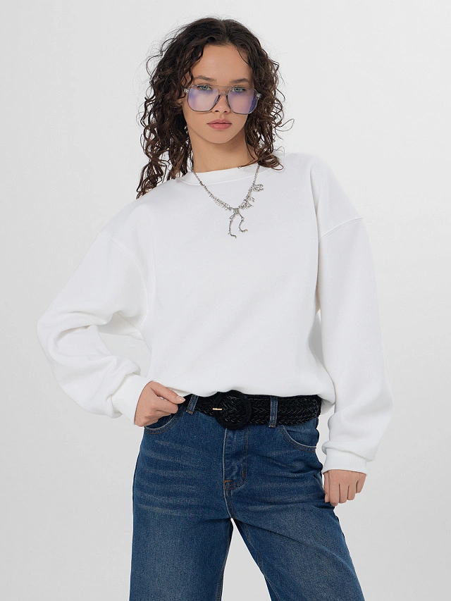 Теплый свитшот женский белый - 8