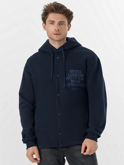 картинка Толстовка мужская синяя из футера с начесом от магазина мужской одежды Mark Formelle