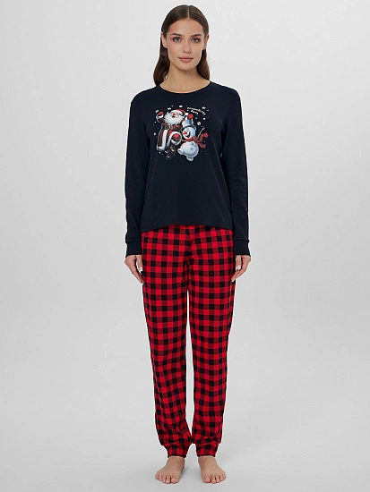 картинка Комплект женский домашний черный новогодний от магазина стильной одежды Mark Formelle