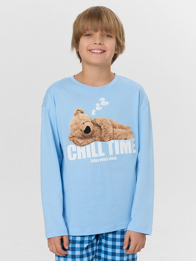 Комплект для мальчиков голубой с принтом - 3