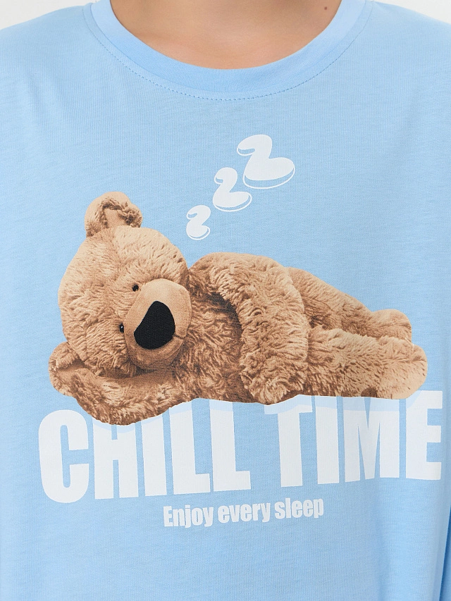 Комплект для мальчиков голубой с принтом - 5