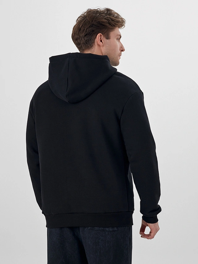 Худи теплое мужское черное - 2