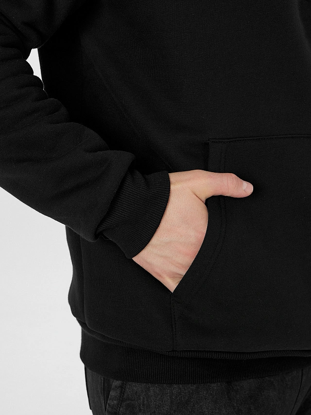 Худи теплое мужское черное - 5