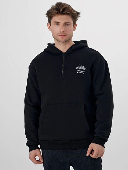картинка Худи теплое мужское черное от магазина мужской одежды Mark Formelle