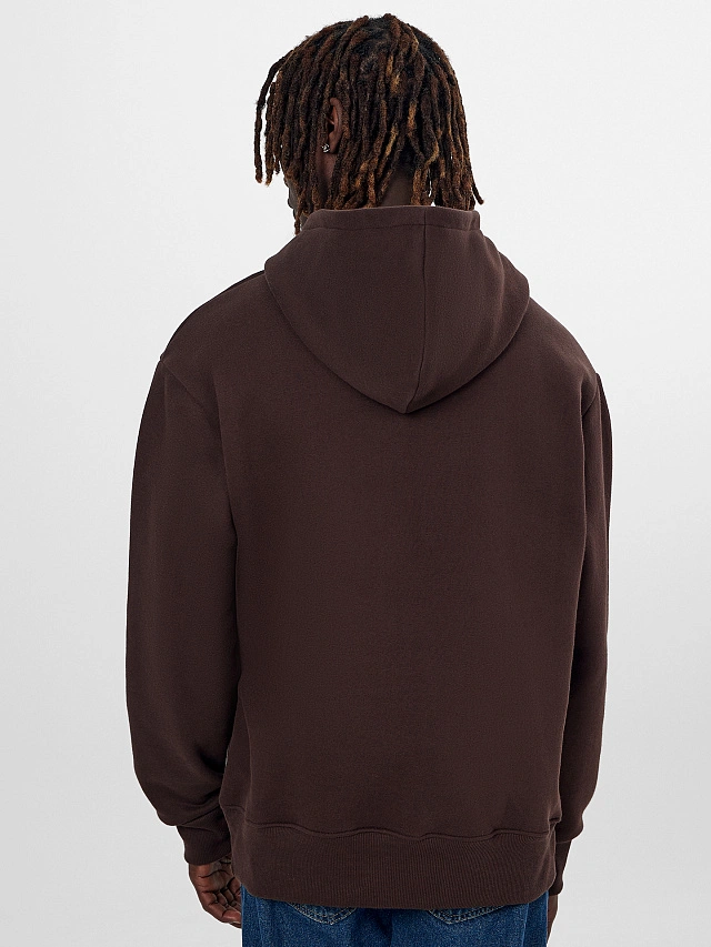 Теплое худи мужское коричневое с начесом - 3