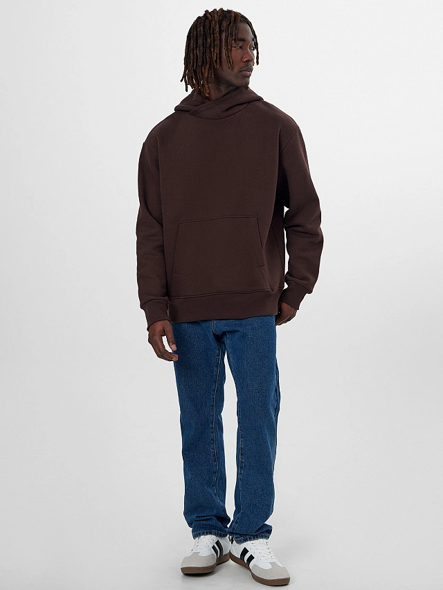 Теплое худи мужское коричневое с начесом - 4