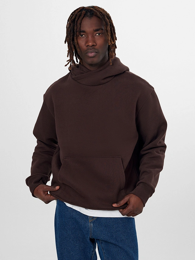 Теплое худи мужское коричневое с начесом - 7