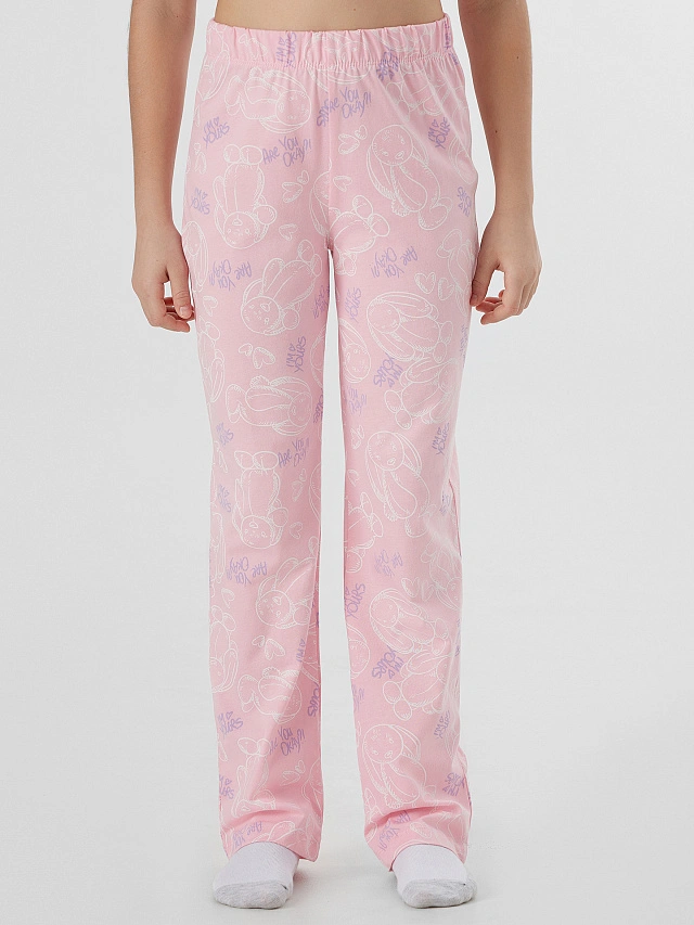 Комплект для девочек розовый с надписью "Cute bunny" - 5