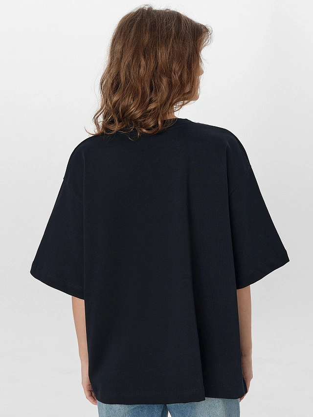 Футболка женская черная с новогодним принтом - 3