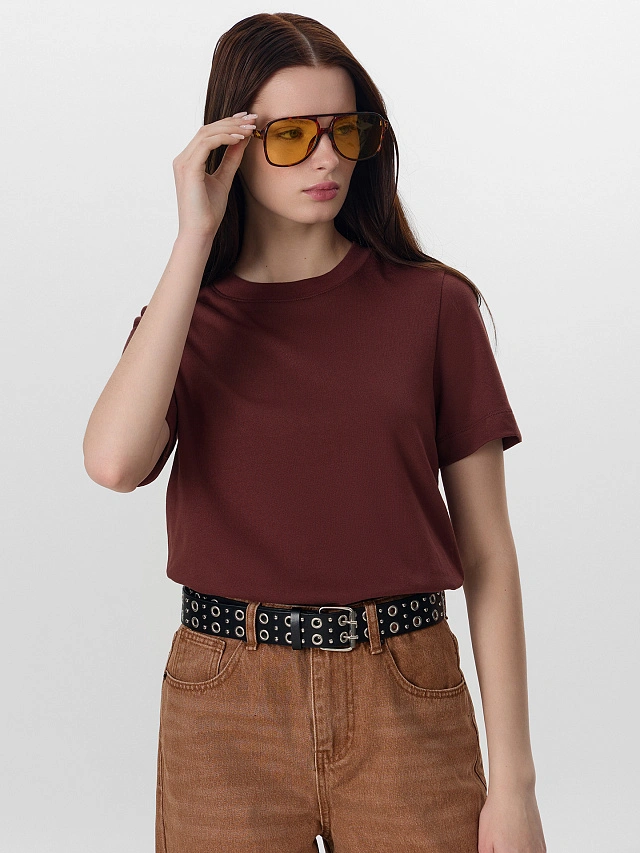 Футболка женская коричневая - 6