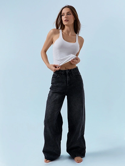 картинка Джинсы женские baggy leg серые  от магазина стильной одежды Mark Formelle