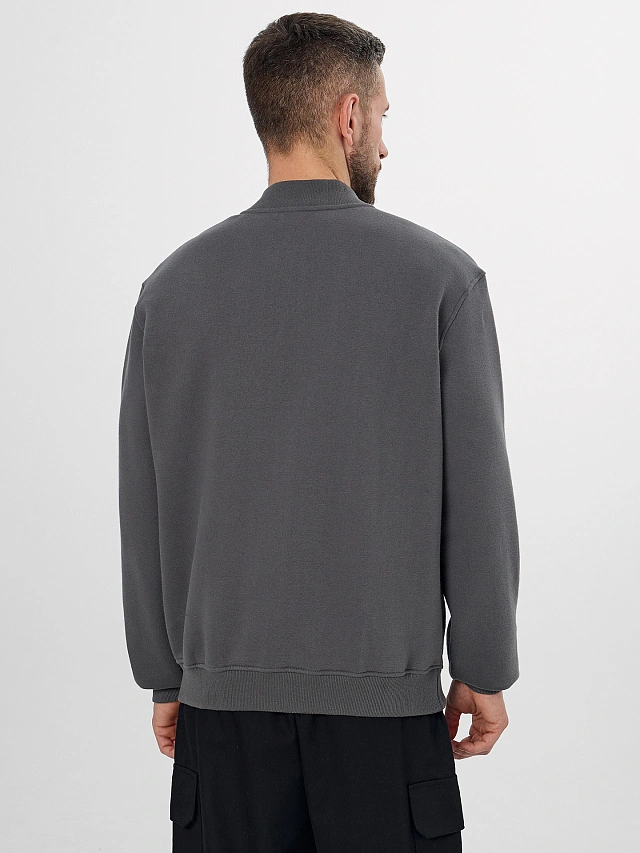 Теплая толстовка мужская серая на кнопках - 2