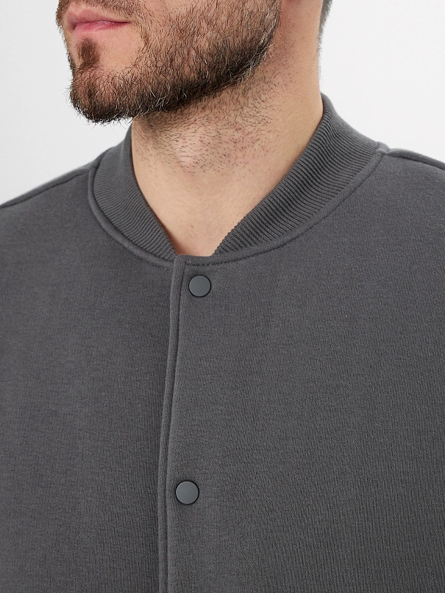 Теплая толстовка мужская серая на кнопках - 4