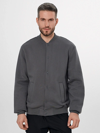 картинка Теплая толстовка мужская серая на кнопках от магазина мужской одежды Mark Formelle