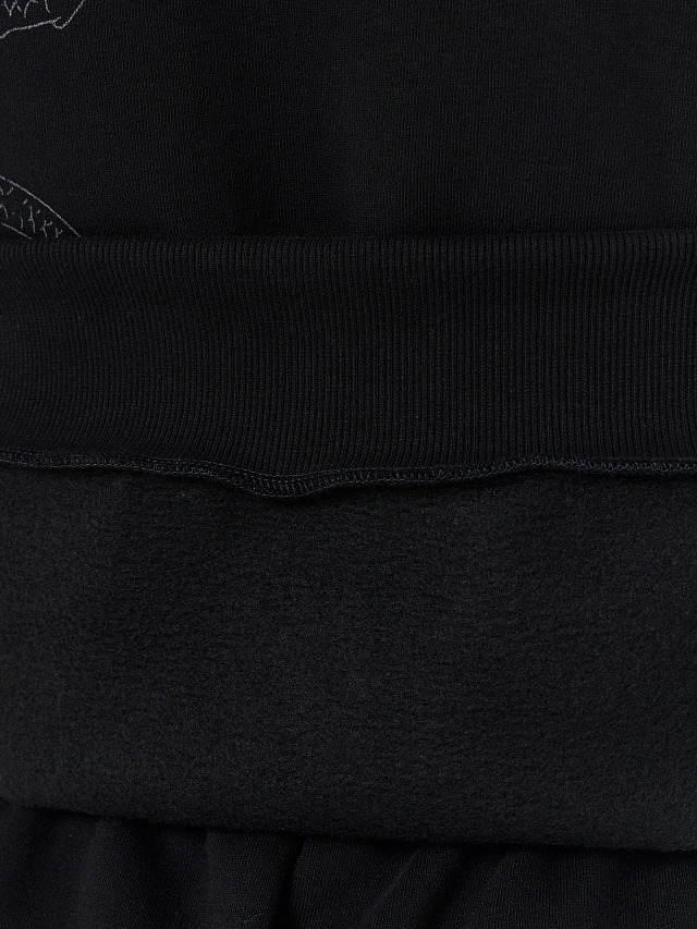 Теплое худи мужское черное с начесом - 8