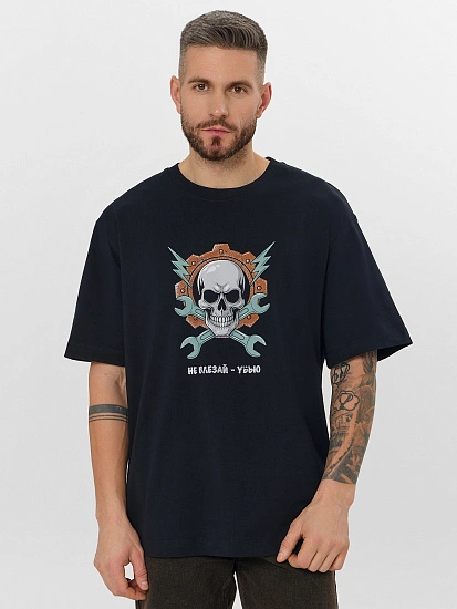 картинка Футболка мужская черная с надписью "не влезай - убью" от магазина мужской одежды Mark Formelle