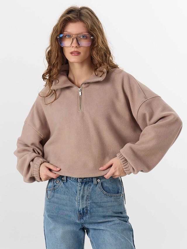 Свитшот женский бежевый из флиса - 4