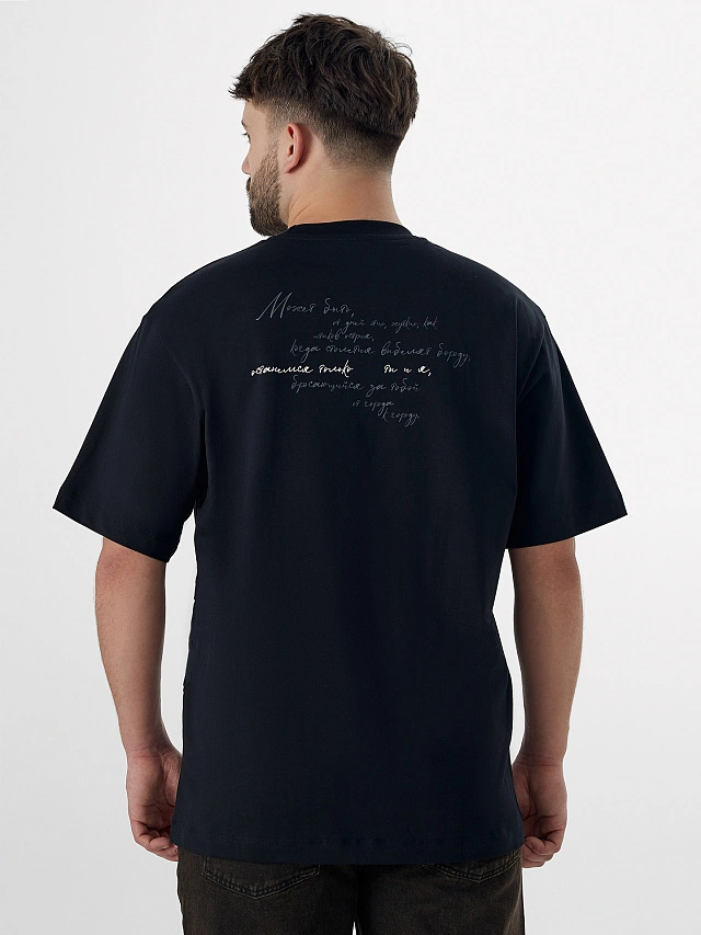 Футболка мужская черная с надписью - 2