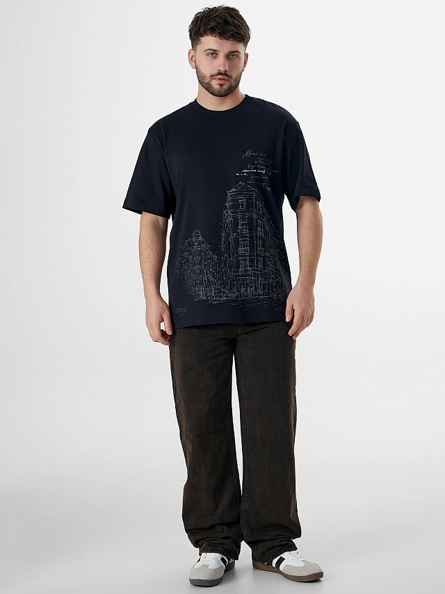 Футболка мужская черная с надписью - 3