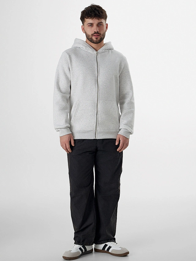 Жакет мужской серый на молнии с начесом - 3