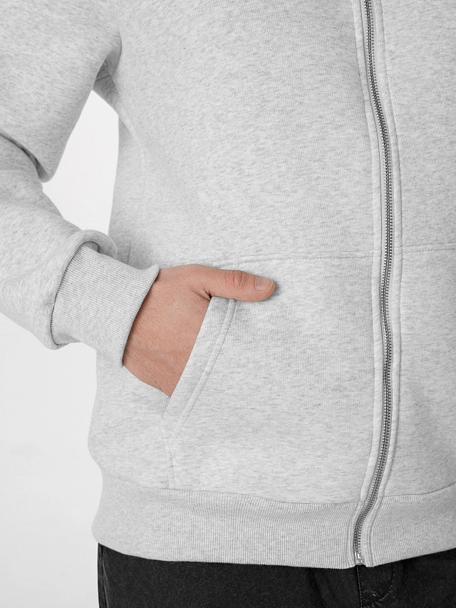 Жакет мужской серый на молнии с начесом - 5