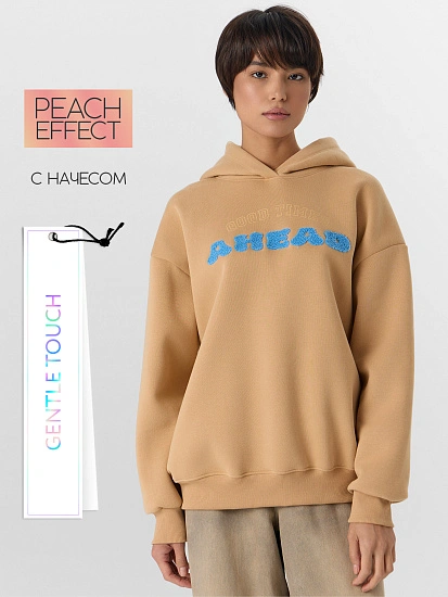 картинка Теплое худи женское бежевое с начесом от магазина стильной одежды Mark Formelle