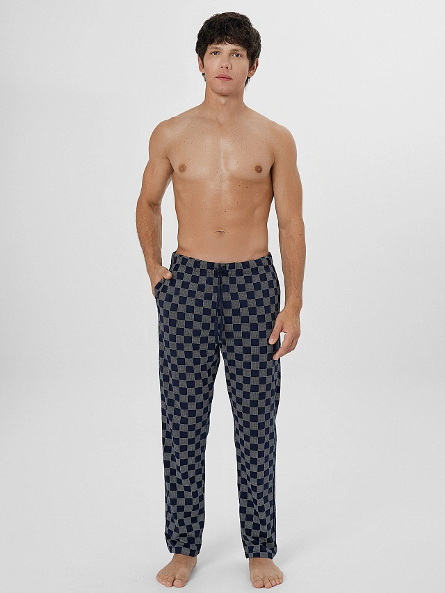 Брюки домашние мужские в крупную клетку - 3