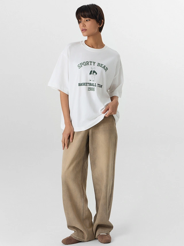 Футболка женская белая оверсайз - 3