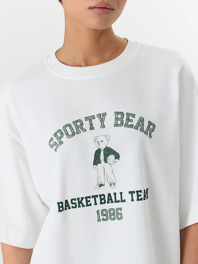 Футболка женская белая оверсайз - 4