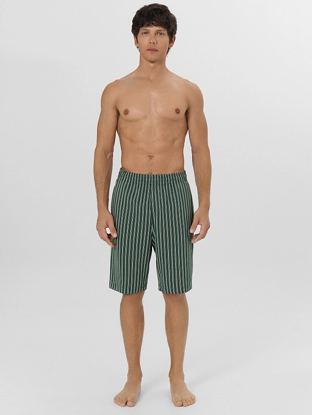 Шорты мужские домашние зеленые в полоску - 3