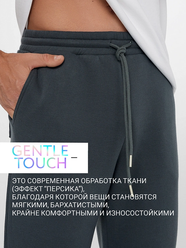 Теплые брюки джоггеры мужские зеленые с начесом - 3