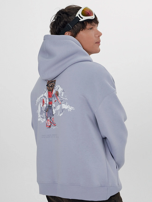 Теплое худи мужское фиолетовое с начесом - 3