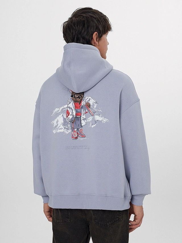 Теплое худи мужское фиолетовое с начесом - 4