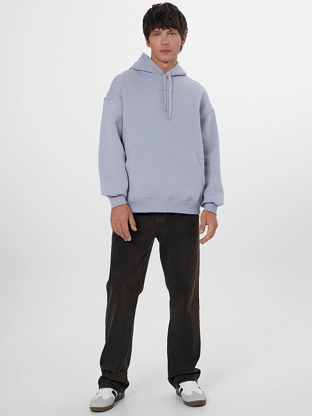 Теплое худи мужское фиолетовое с начесом - 5