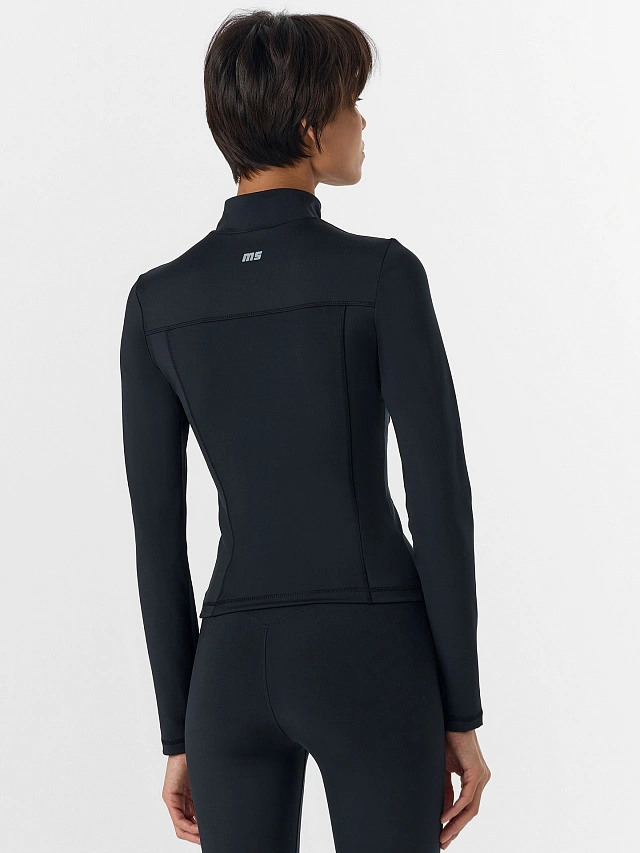 Жакет спортивный женский на молнии черный - 5