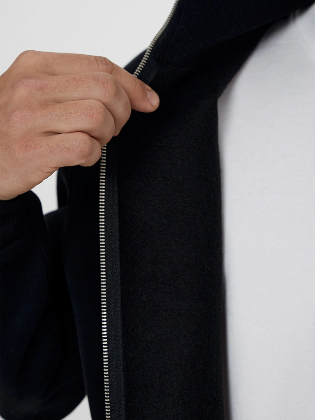 Теплая толстовка мужская черная с начесом - 6