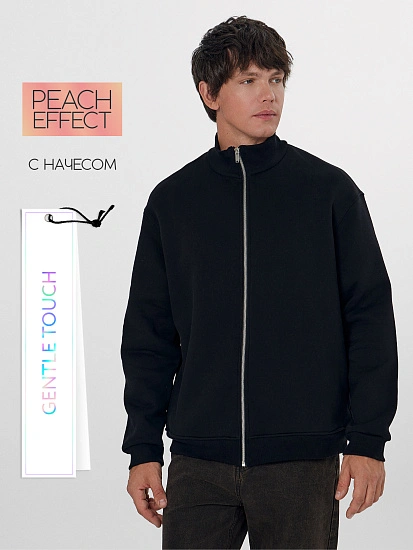 картинка Теплая толстовка мужская черная с начесом от магазина мужской одежды Mark Formelle