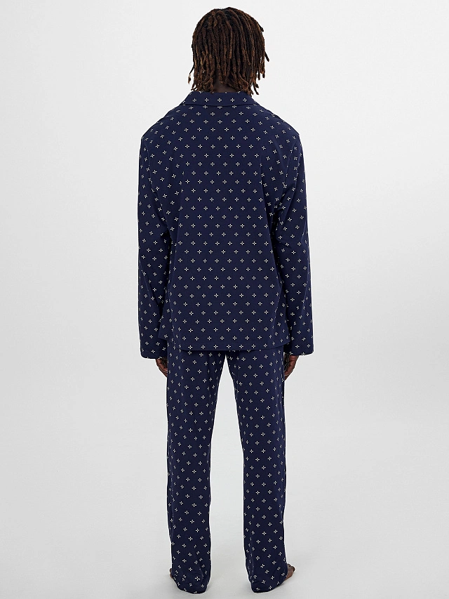 Комплект домашний мужской синий с узором - 2