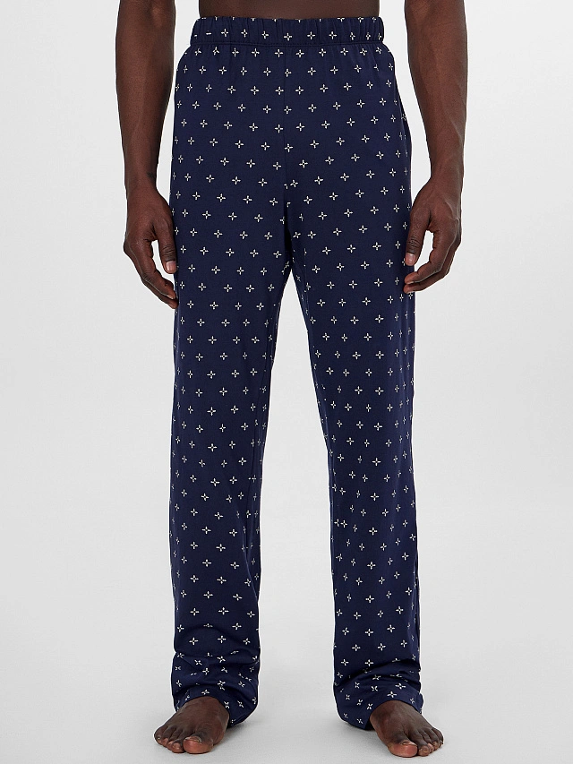 Комплект домашний мужской синий с узором - 4