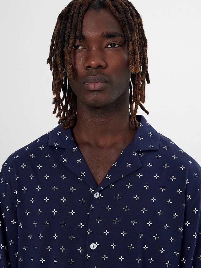 Комплект домашний мужской синий с узором - 6