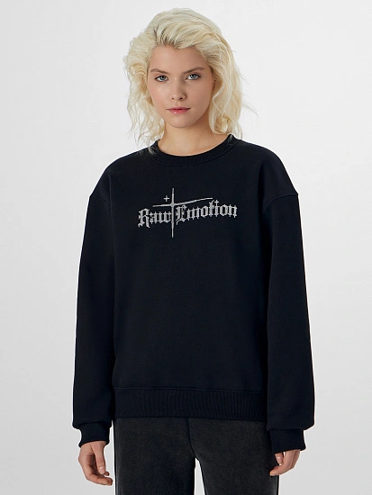 картинка Теплый свитшот женский черный с начесом от магазина стильной одежды Mark Formelle