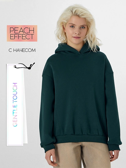 картинка Теплое худи женское зеленое с начесом от магазина стильной одежды Mark Formelle