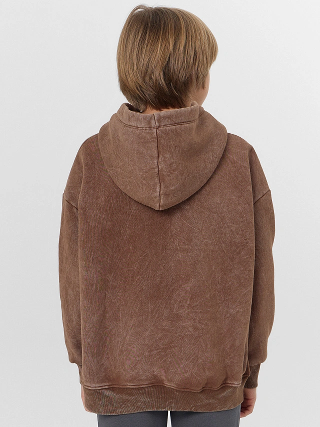 Теплое худи для мальчиков коричневое с начесом - 2