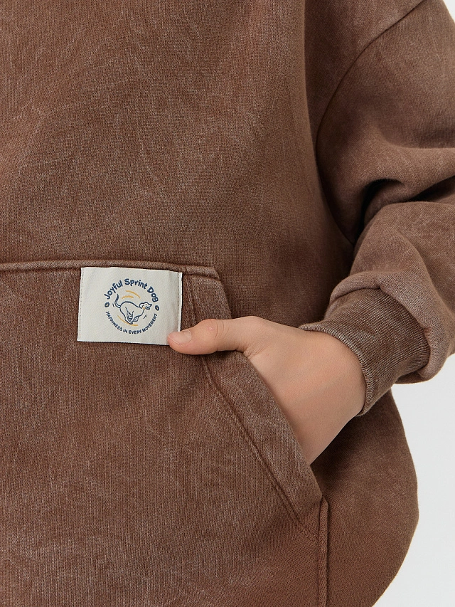 Теплое худи для мальчиков коричневое с начесом - 5