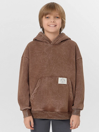 картинка Теплое худи для мальчиков коричневое с начесом от магазина одежды для мальчиков от бренда Mark Formelle