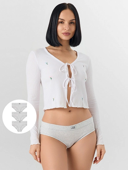 картинка Трусы слипы женские серые в наборе, 3 шт от магазина стильной одежды Mark Formelle