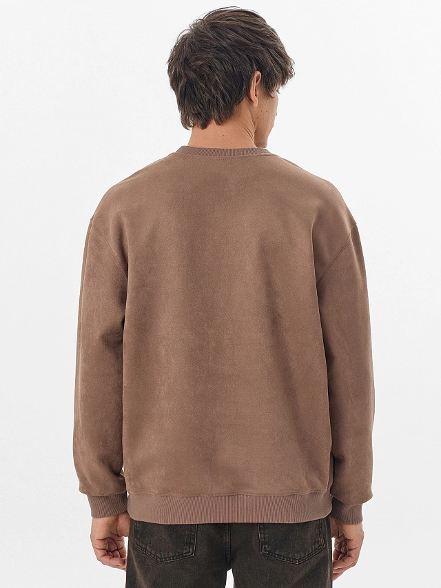 Свитшот мужской бежевый с эффектом замши - 2