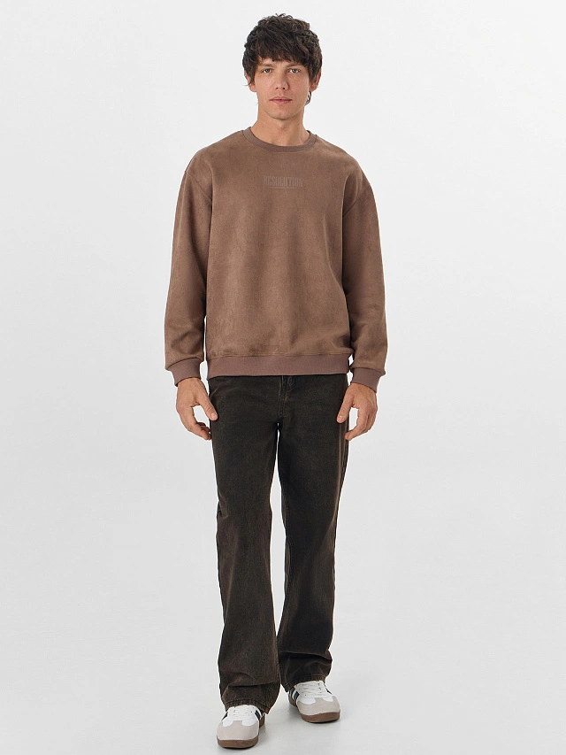 Свитшот мужской бежевый с эффектом замши - 3