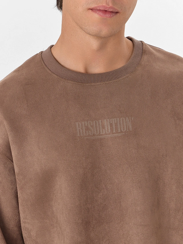 Свитшот мужской бежевый с эффектом замши - 4