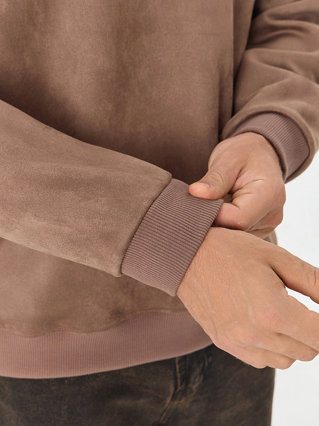 Свитшот мужской бежевый с эффектом замши - 5
